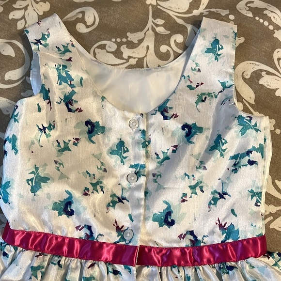 “Dressed Up” by Gymboree white spring dress with Teal and Magenta flowers sz 6 - Picture 7 of 11